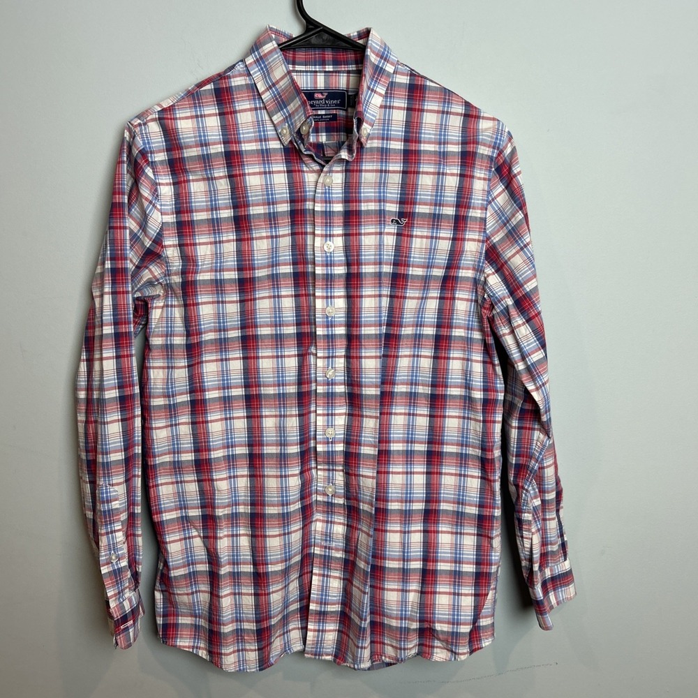 Vineyard Vines Whale Shirt Youth Size L (16)  Plaid Long Sleeve‎ Button Down